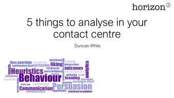 contact centre  Duncan White  attentional  temporal discounting  framing  loss aversion