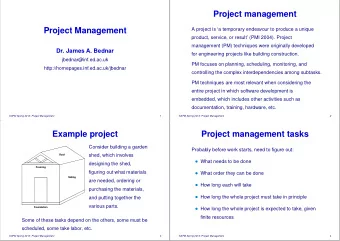 Project management  Project Management  A project is a temporary endeavour to produce a unique