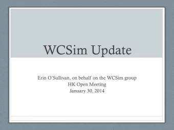WCSim Update  Erin OSullivan, on behalf on the WCSim group  HK Open Meeting  January 30, 2014