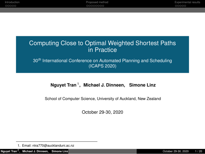 computing close to optimal weighted shortest paths in
