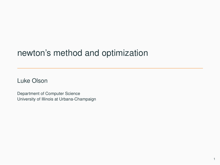 newton s method and optimization