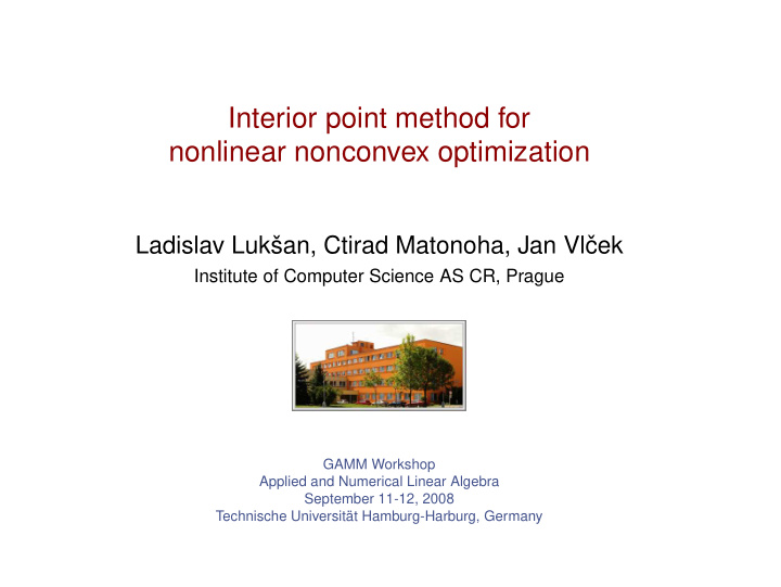 interior point method for nonlinear nonconvex optimization