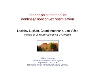 Interior point method for  nonlinear nonconvex optimization  Ladislav Lukan, Ctirad Matonoha, Jan