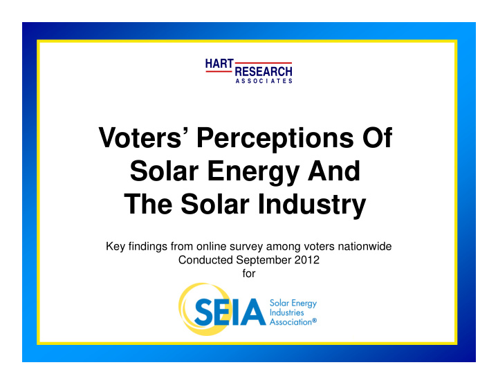 voters perceptions of solar energy and the solar industry