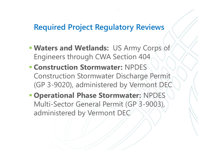 required project regulatory reviews