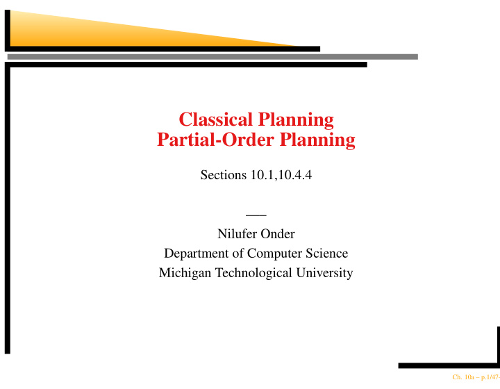 classical planning partial order planning
