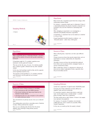 Hypotheses  MPM1D: Principles of Mathematics  Much of the time, researchers spend their time trying