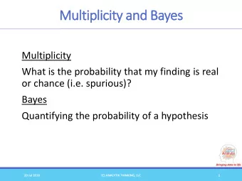 Multi  tiplicity a  and B  Bayes  Multiplicity  What is the probability that my finding is real  or