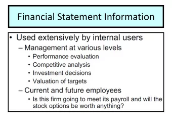 Financial Statement Information  Financial Statement Information  Financial Statement Information