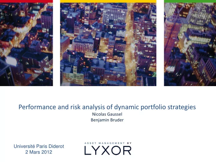 performance and risk analysis of dynamic portfolio