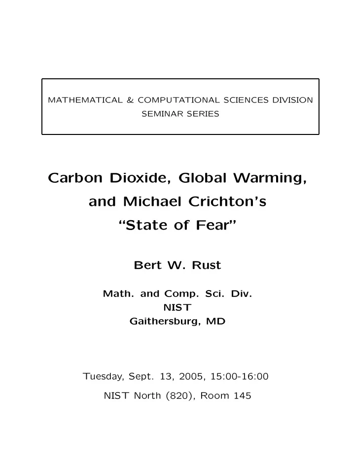 carbon dioxide global warming and michael crichton s