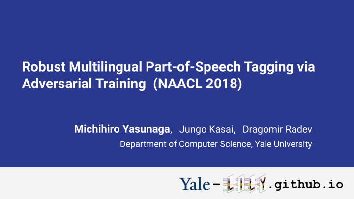 robust multilingual part of speech tagging via