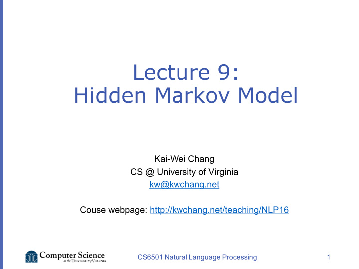 lecture 9 hidden markov model