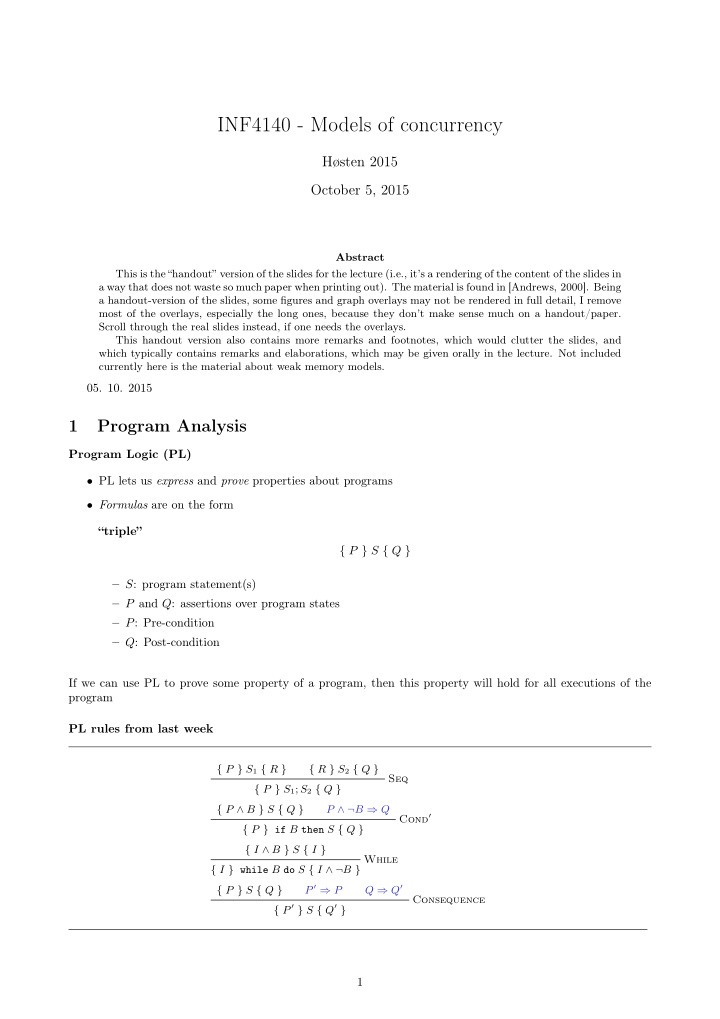 inf4140 models of concurrency