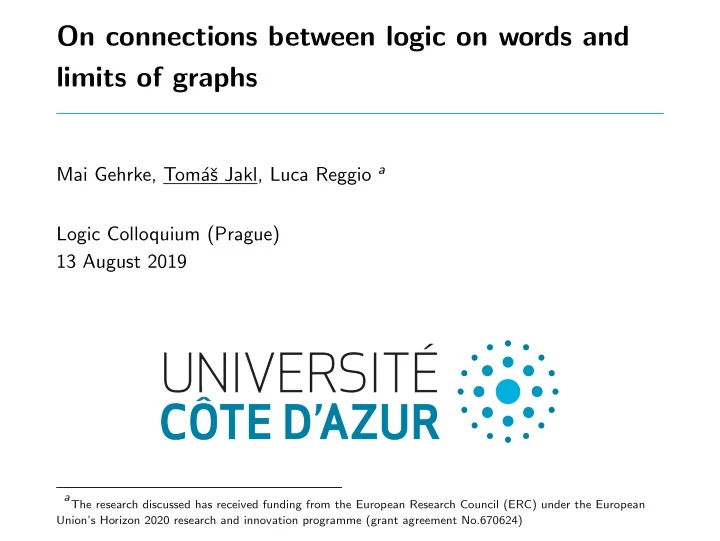 on connections between logic on words and limits of graphs