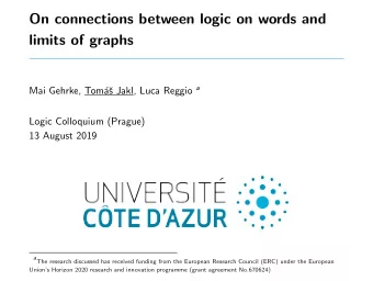 On connections between logic on words and  limits of graphs s Jakl, Luca Reggio a  Mai Gehrke,