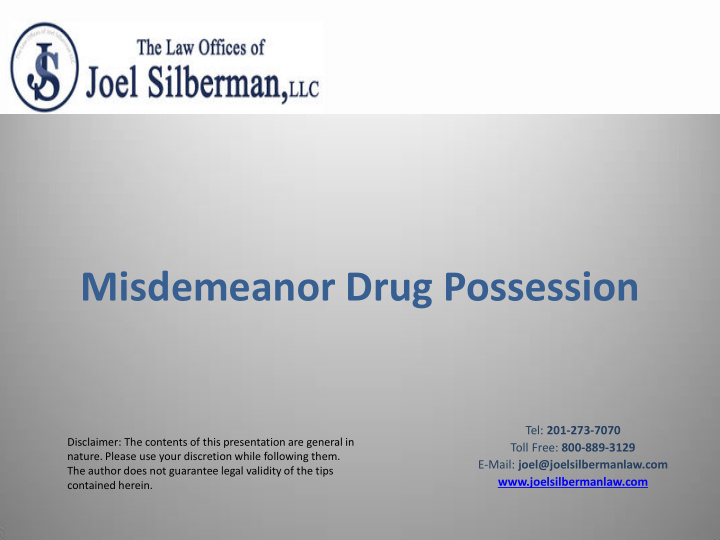 misdemeanor drug possession
