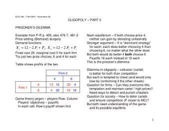 12  2  ,  12  2  X  P  P  X  P  P  1  1  2  2  2  1  choosing 6, no matter what the other does