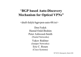 BGP based Auto-Discovery  Mechanism for Optical VPNs
