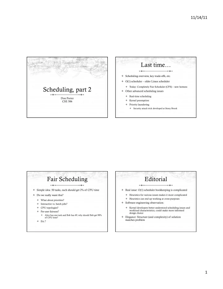 scheduling part 2