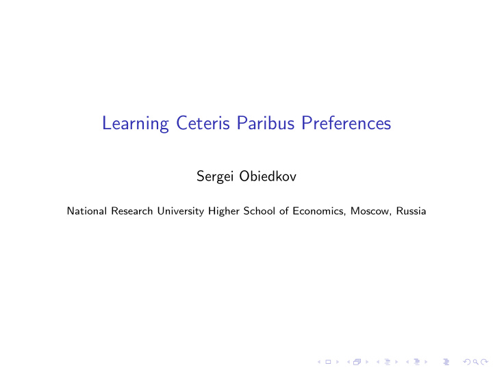 learning ceteris paribus preferences