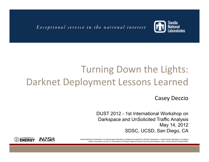 turning down the lights darknet deployment lessons learned