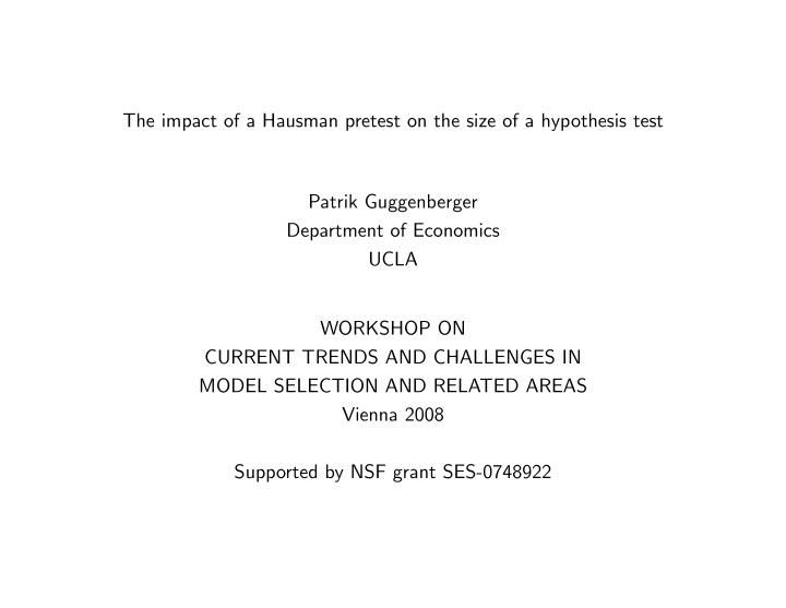 the impact of a hausman pretest on the size of a