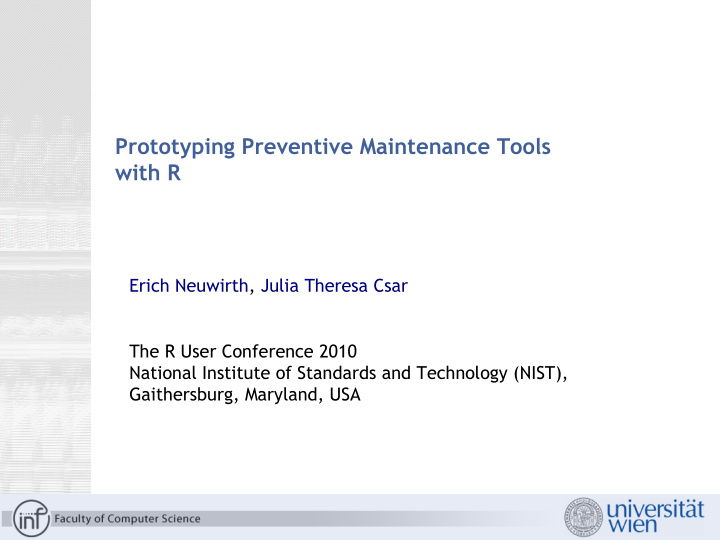 prototyping preventive maintenance tools with r