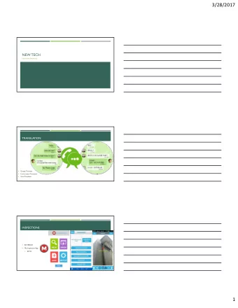 3/28/2017  NEW TECH  FOR MAINTENANCE  TRANSLATION  Google Translate    Conversation Translator