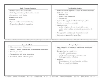 Basic Concepts Overview  First Principle Models  Most of science and engineering is based on