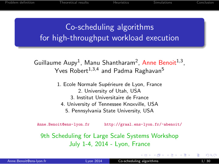 co scheduling algorithms for high throughput workload