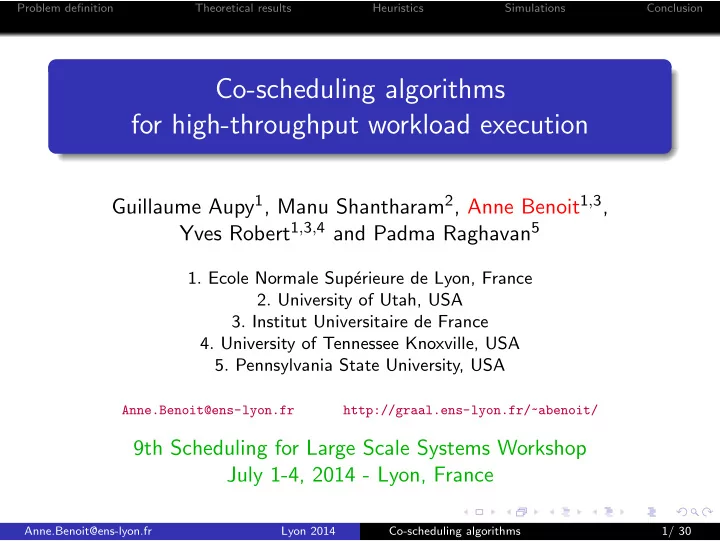 co scheduling algorithms for high throughput workload
