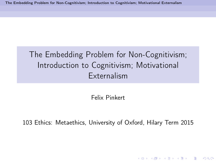 the embedding problem for non cognitivism introduction to