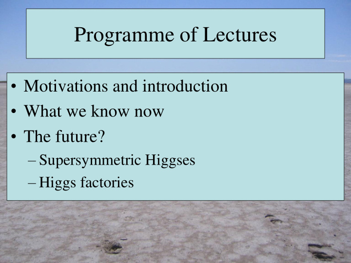 programme of lectures