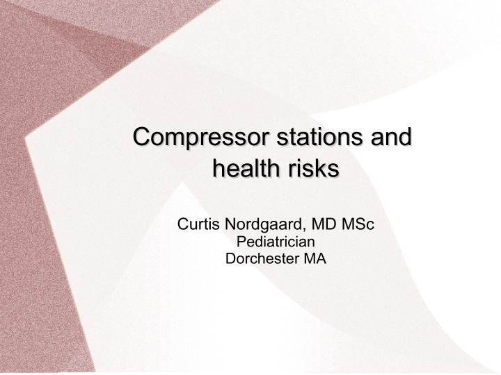 compressor stations and compressor stations and health