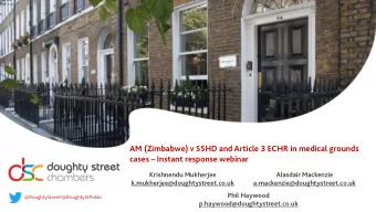 AM (Zimbabwe) v SSHD and Article 3 ECHR in medical grounds  cases  Instant response webinar