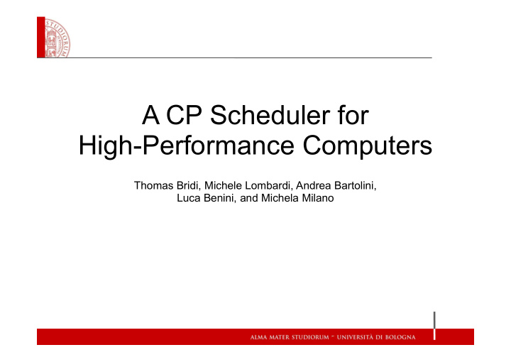 a cp scheduler for high performance computers