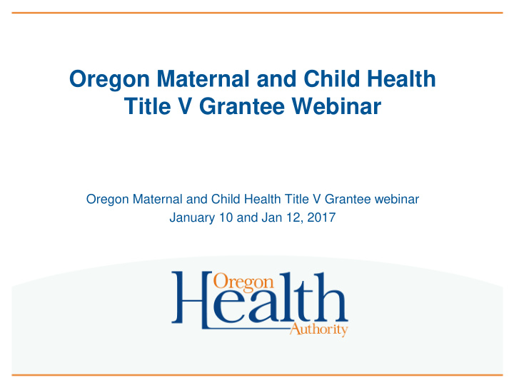 oregon maternal and child health