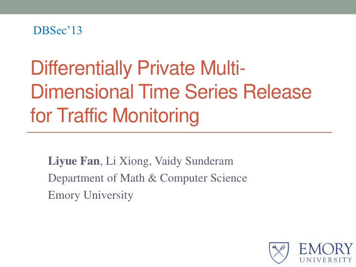 dimensional time series release