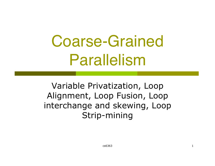coarse grained parallelism