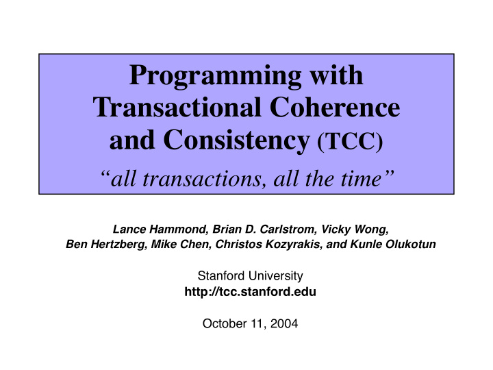 programming with transactional coherence