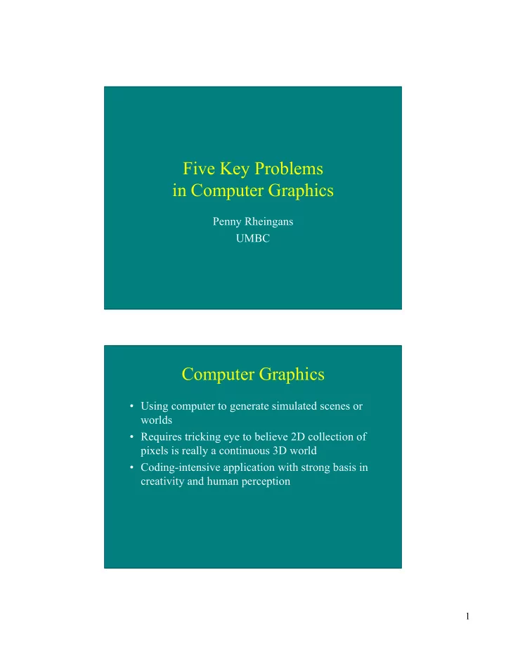 five key problems in computer graphics
