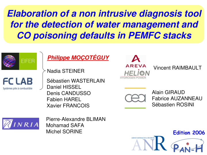 elaboration of a non intrusive diagnosis tool for the