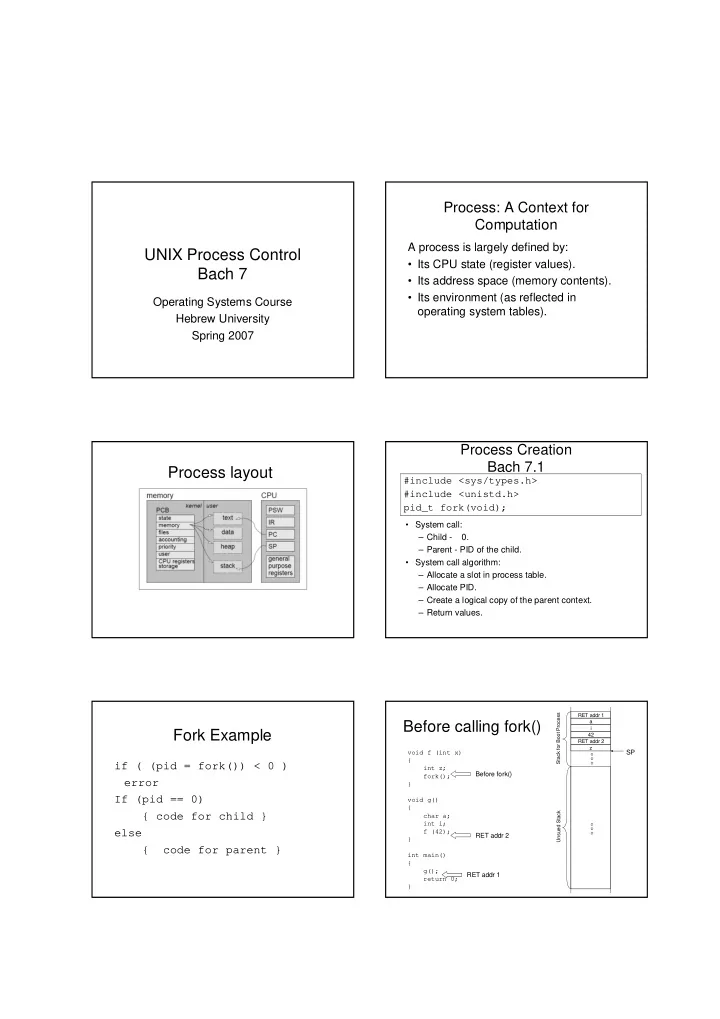 unix process control
