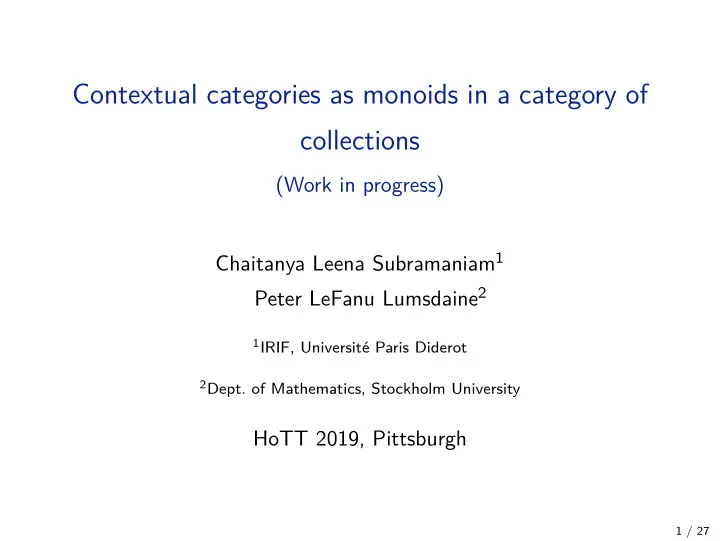 contextual categories as monoids in a category of