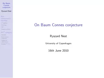 On Baum Connes conjecture  Homology KK G  Kasparov product KK G -category  Assembly  Ryszard Nest