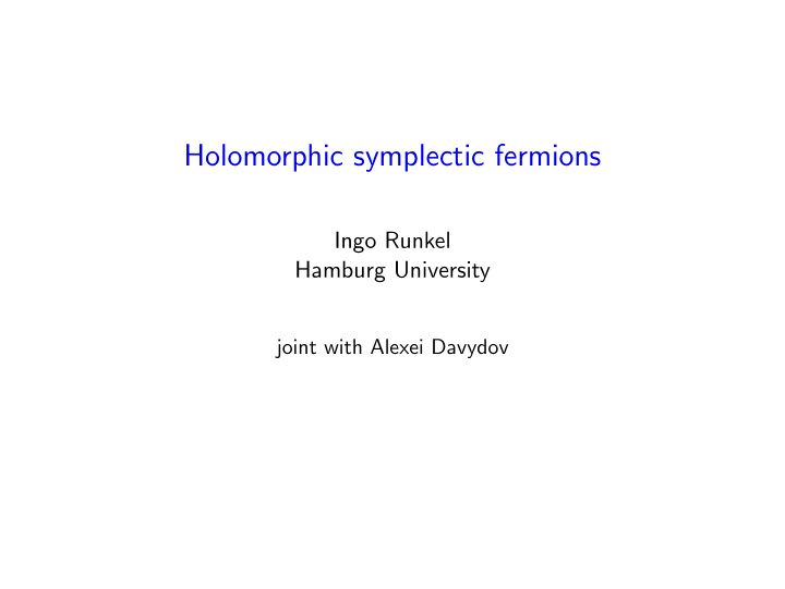 holomorphic symplectic fermions