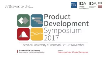 Welcome to the  Section of:  Engineering Design &amp; Product Development  And now, welcome