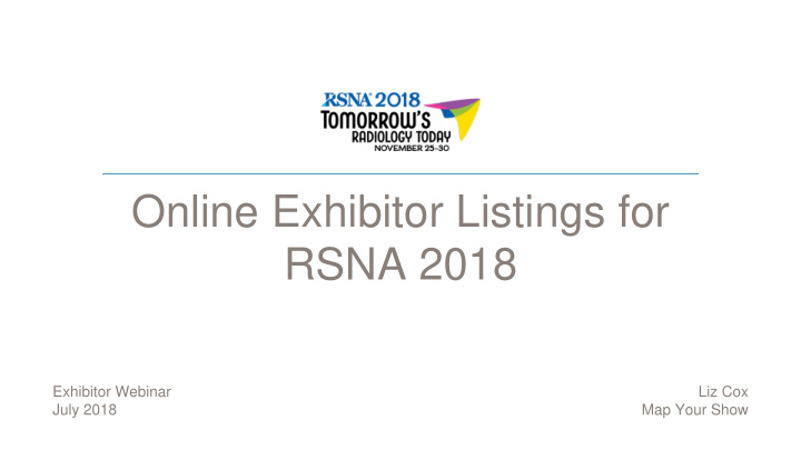 online exhibitor listings for rsna 2018