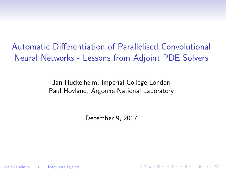 automatic differentiation of parallelised convolutional